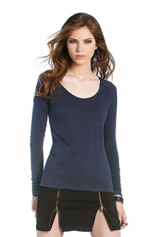 Women Ovale Neck Slub LS